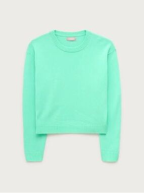 J. Crew Perfect Cashmere Crewneck Sweater in Neon Seamist Green Size Small NWT